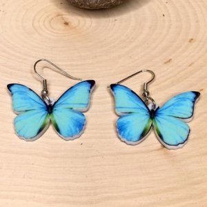 Blue Butterfly Acrylic Earrings